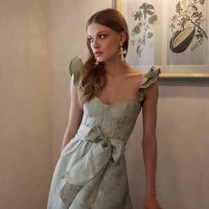 V Chapman Sage Brocade Dress - Size 4